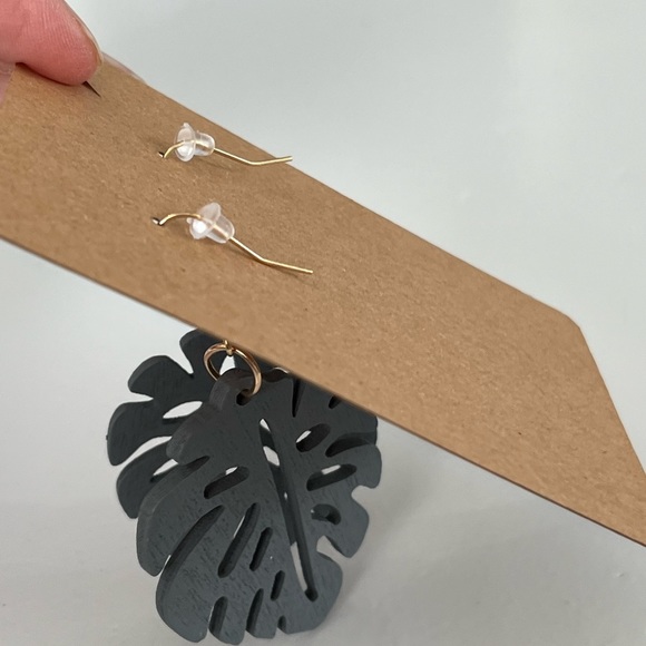 PALM EARRINGS | Wood | Gray | NWT - Picture 5 of 6